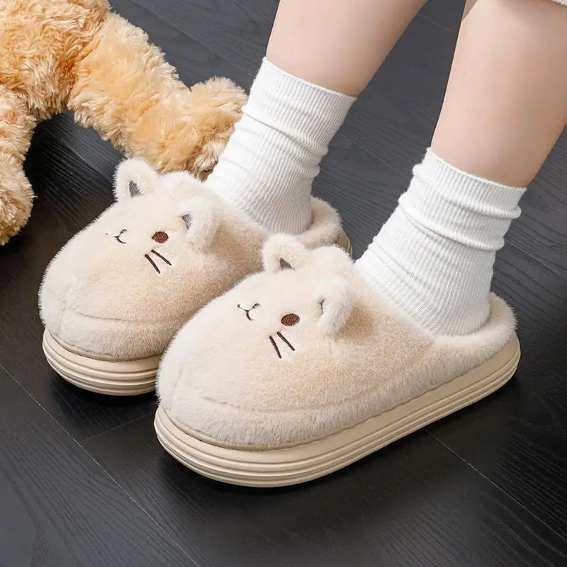 Cozy Cat Plush Winter Slippers