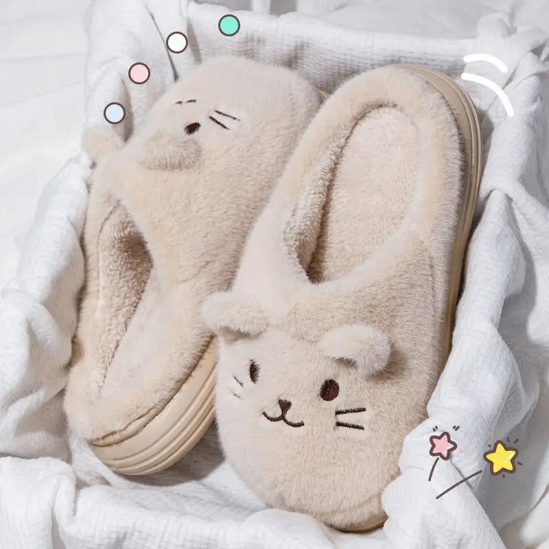 Cozy Cat Plush Winter Slippers